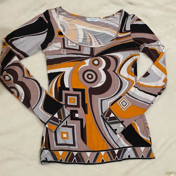 Emilio Pucci Tops - Emilio Pucci Fall Mid Century Mod print blouse